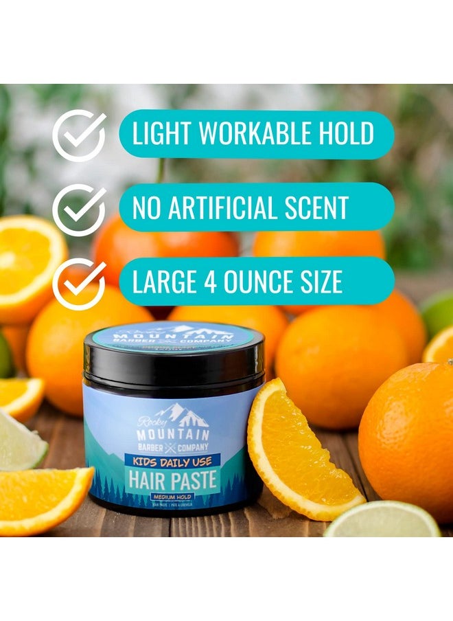 Rocky Mountain Barber Company Kids Hair Styling Paste for Boys - Large 4 oz Tub - Medium Hold Gel for All Hairstyles - Citrus Scent