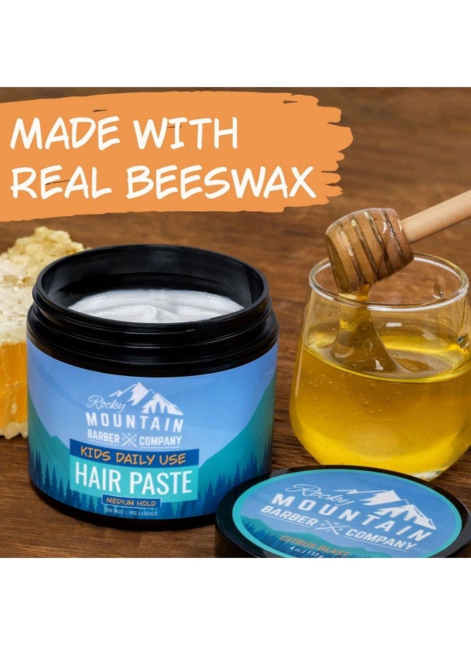 Rocky Mountain Barber Company Kids Hair Styling Paste for Boys - Large 4 oz Tub - Medium Hold Gel for All Hairstyles - Citrus Scent
