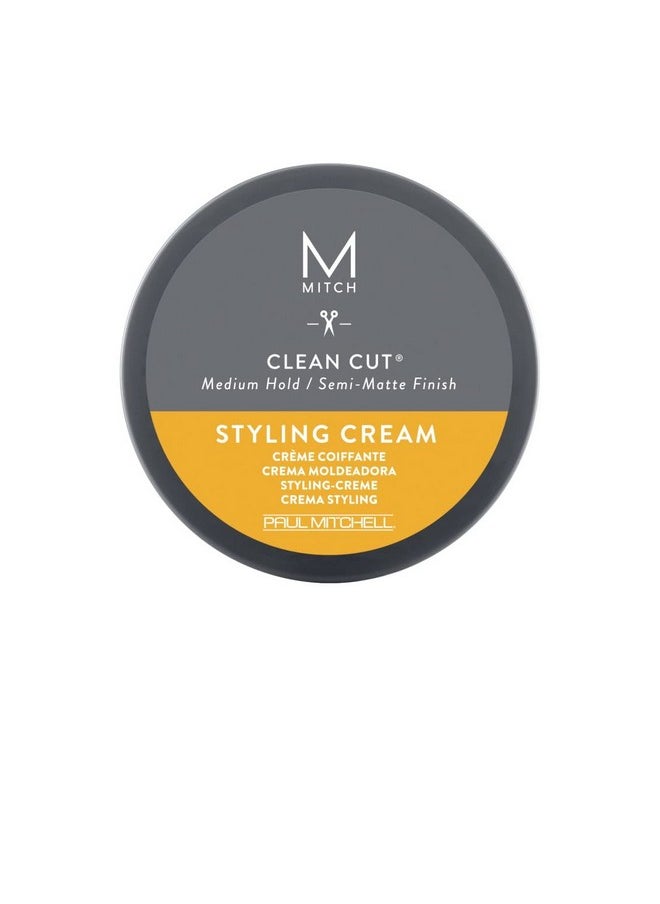 MITCH by Paul Mitchell Clean Cut Styling Cream for Men, Medium Hold, Semi-Matte Finish, For All Hair Types + Short to Medium Hair, 3 oz.