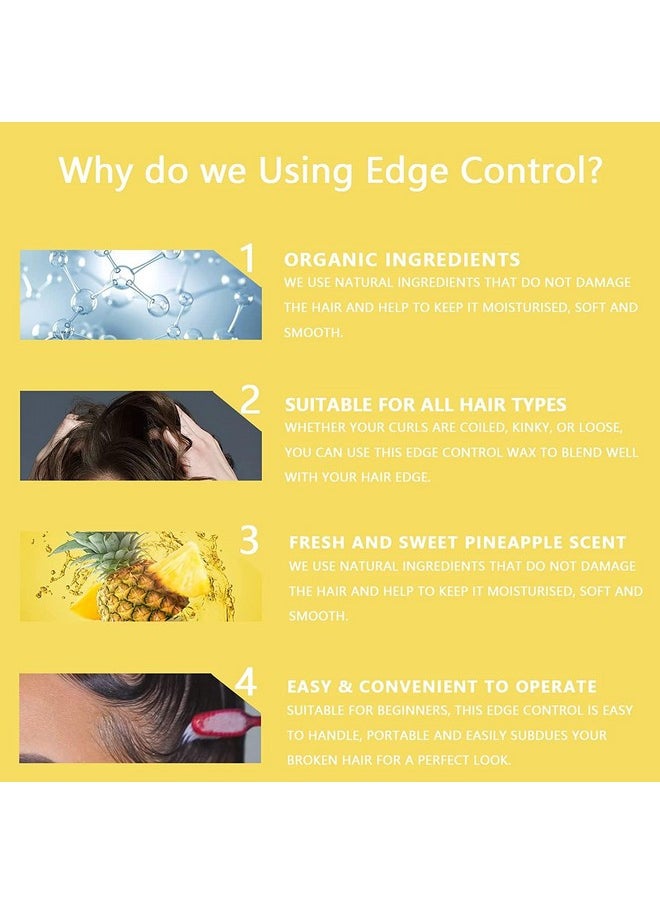 8.25 OZ Edge Control Wax for Women, Non-greasy Edge Smoother for Back Hair Extreme Hold Pack, Water-based Gel for All Hair Types, No Flaking, Extra Hold (Pineapple)