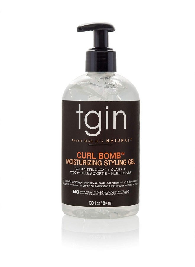 tgin Curl Bomb Moisturizing Styling Gel for Curly, Coily and Wavy Hair, Reduce Frizz, Light Hold, Moisturizes and Defines Curls, 13 oz