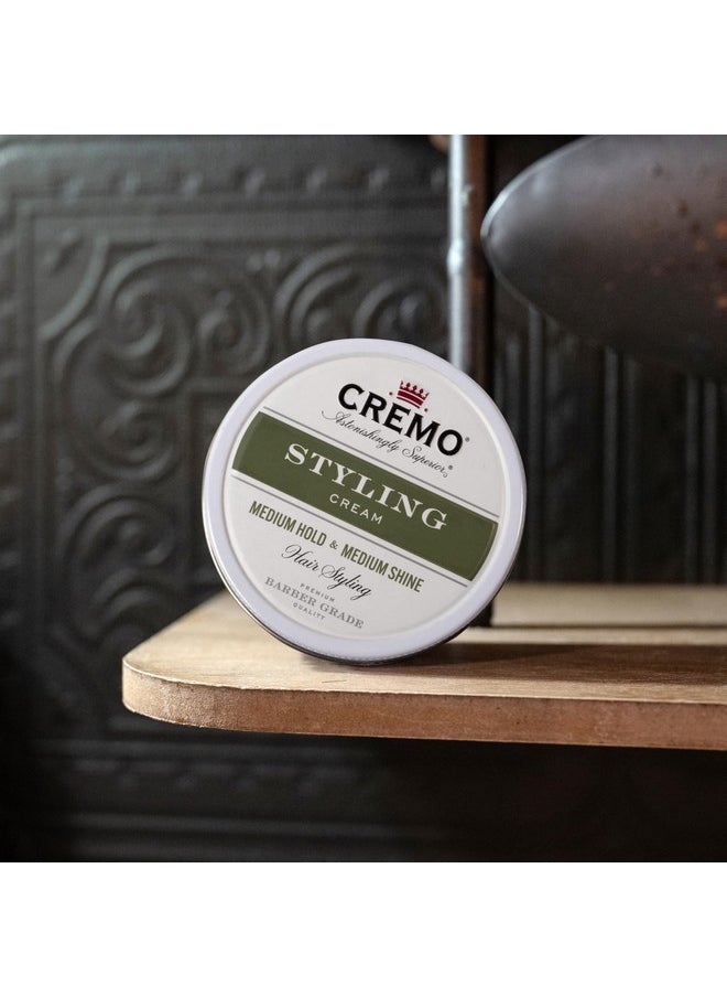 Cremo Premium Barber Grade Hair Styling Cream, Medium Hold, Medium Shine, 4 Oz
