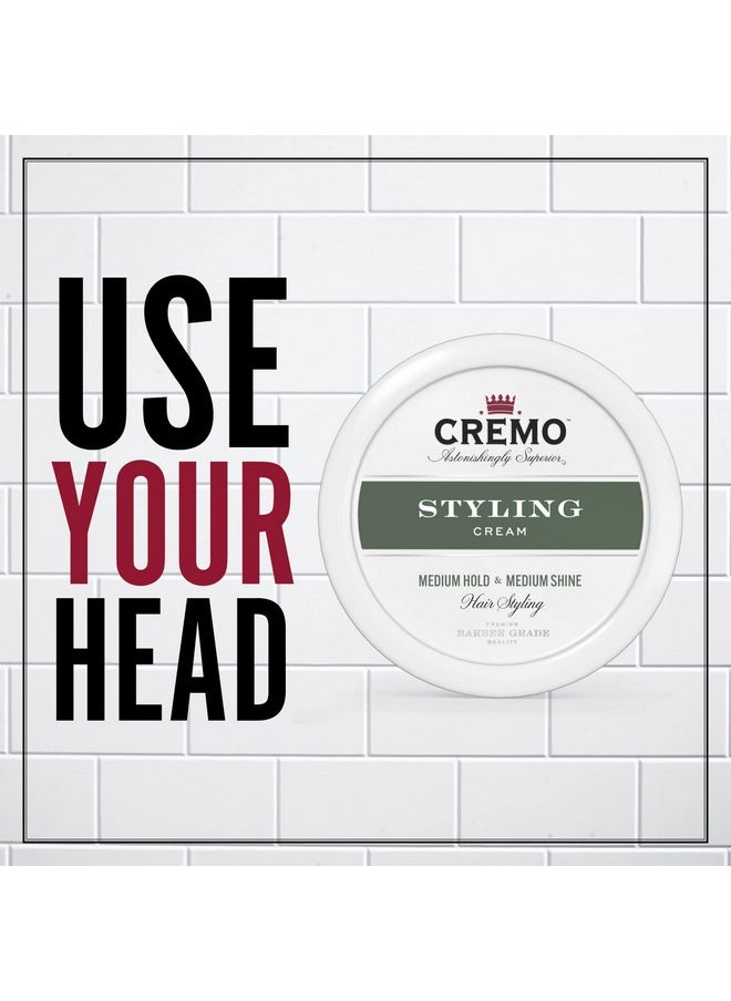 Cremo Premium Barber Grade Hair Styling Cream, Medium Hold, Medium Shine, 4 Oz