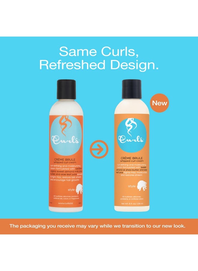 Curls Crème Brule Whipped Sculpting Cream - Dry, Wavy, Curly, and Textured Hair - Fights Frizz and Defines Refresh and Rehydrate, 8oz