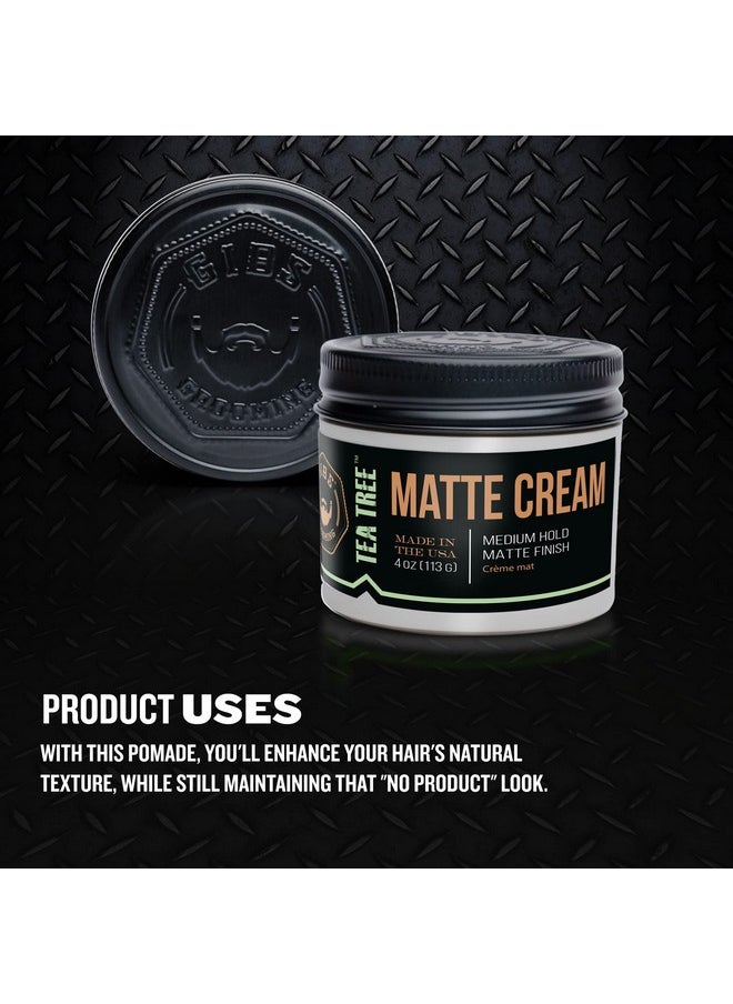 GIBS Tea Tree Matte Cream-Light/Medium Hold, Long Lasting Light Hold, Made in USA 4oz