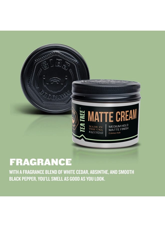 GIBS Tea Tree Matte Cream-Light/Medium Hold, Long Lasting Light Hold, Made in USA 4oz