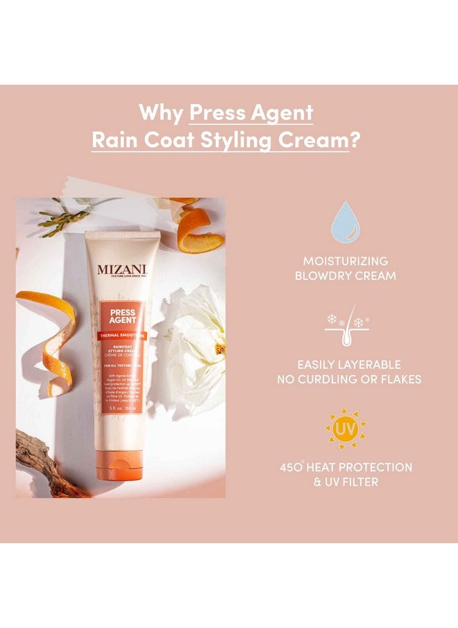 Mizani Press Agent Raincoat Styling Cream | Heat Protectant Cream | Moisturizes and Protect Hair from Heat Styling and Blowouts | Thermal Smoothing for Dry, Frizzy Hair | With Argan Oil | 5 Fl Oz
