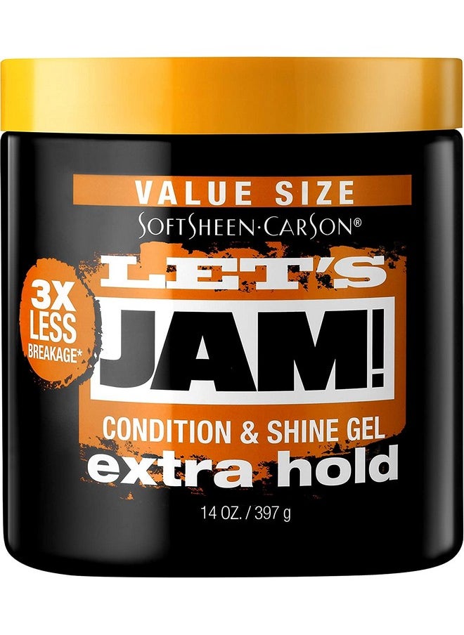 SoftSheen-Carson Let's Jam! Shining and Conditioning Hair Gel by Dark and Lovely, Extra Hold, All Hair Types, Styling Gel Great for Braiding, Twisting & Smooth Edges, Extra Hold, 14 oz