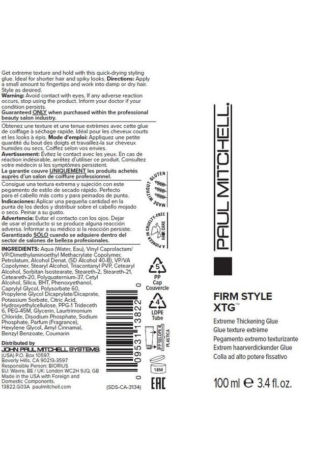 Paul Mitchell XTG Extreme Thickening Glue, Bold Texture, Long-Lasting Hold, For All Hair Types