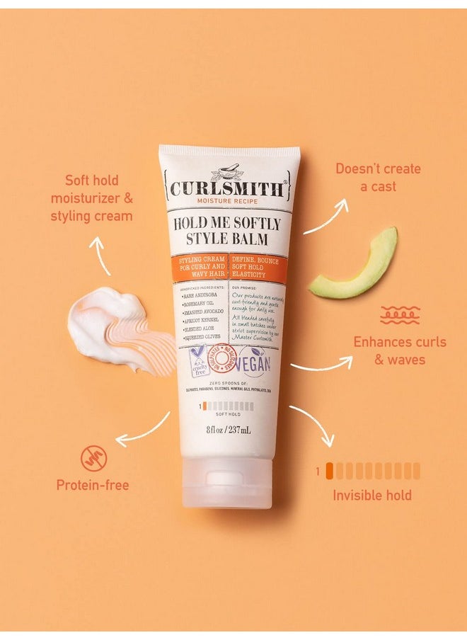 CURLSMITH - Hold Me Softly Style Balm - Vegan Soft Hold Styling Cream for Wavy and Curly Hair, Natural Look (2oz)