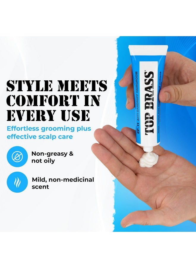 Top Brass Anti Dandruff Hair Cream for Men & Women - Hair Cream for Styling Infused with Beeswax & Candelilla - Relieves Scalp Dryness, Dandruff, Flaking & Itching - Non-Greasy, Non-Medical Scented