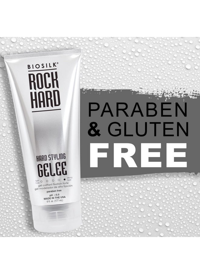 BioSilk Rock Hard Gel, Firm-Hold Hair Gel For Long-Lasting Styles, Sulfate, Paraben, & Cruelty-Free, 6 Oz