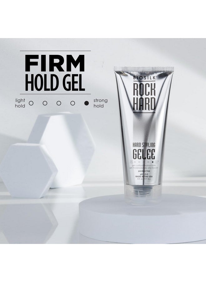 BioSilk Rock Hard Gel, Firm-Hold Hair Gel For Long-Lasting Styles, Sulfate, Paraben, & Cruelty-Free, 6 Oz