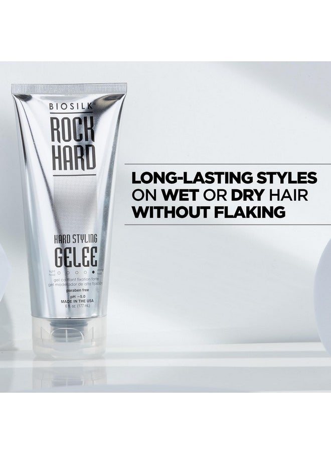 BioSilk Rock Hard Gel, Firm-Hold Hair Gel For Long-Lasting Styles, Sulfate, Paraben, & Cruelty-Free, 6 Oz