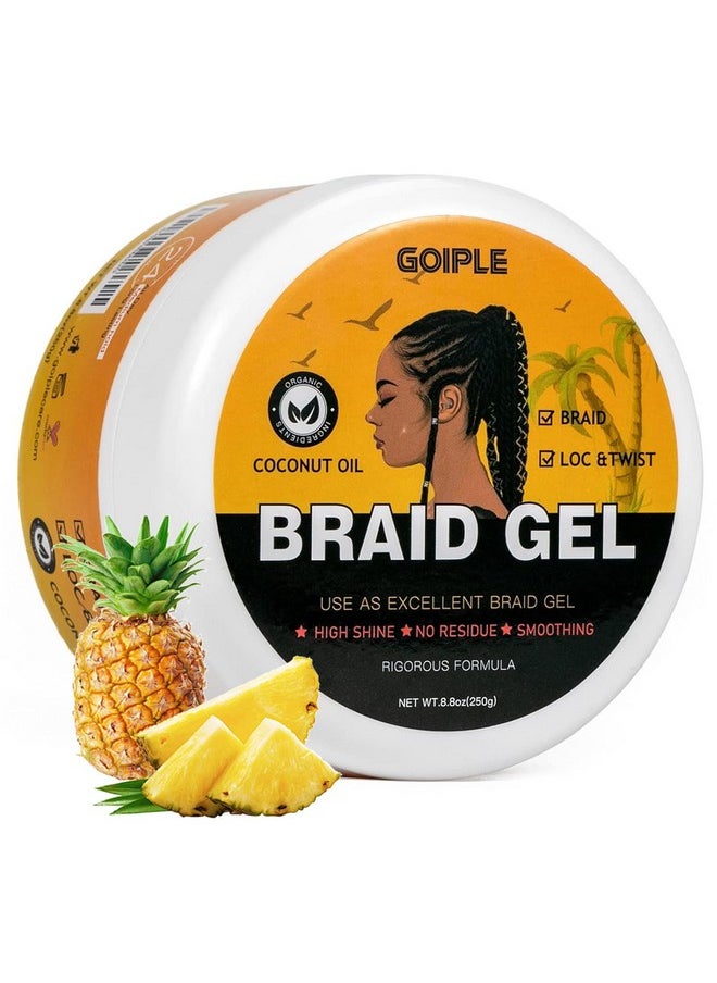 8.8OZ Strong Hold Braiding Gel for Twists, Locs, Cornrows - Tames Frizz, High Shine, No Flake, Easy Edge Control