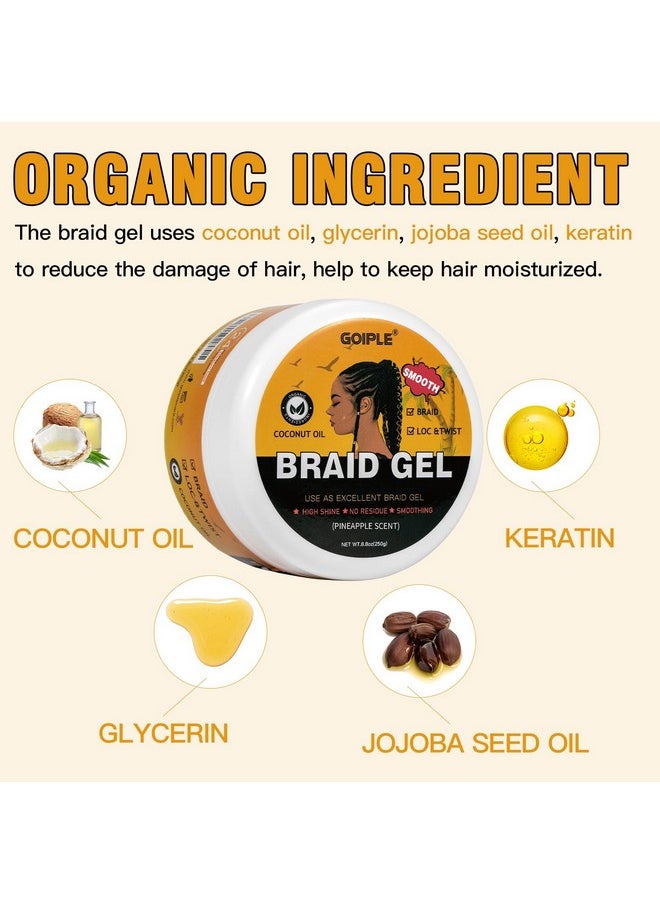 8.8OZ Strong Hold Braiding Gel for Twists, Locs, Cornrows - Tames Frizz, High Shine, No Flake, Easy Edge Control