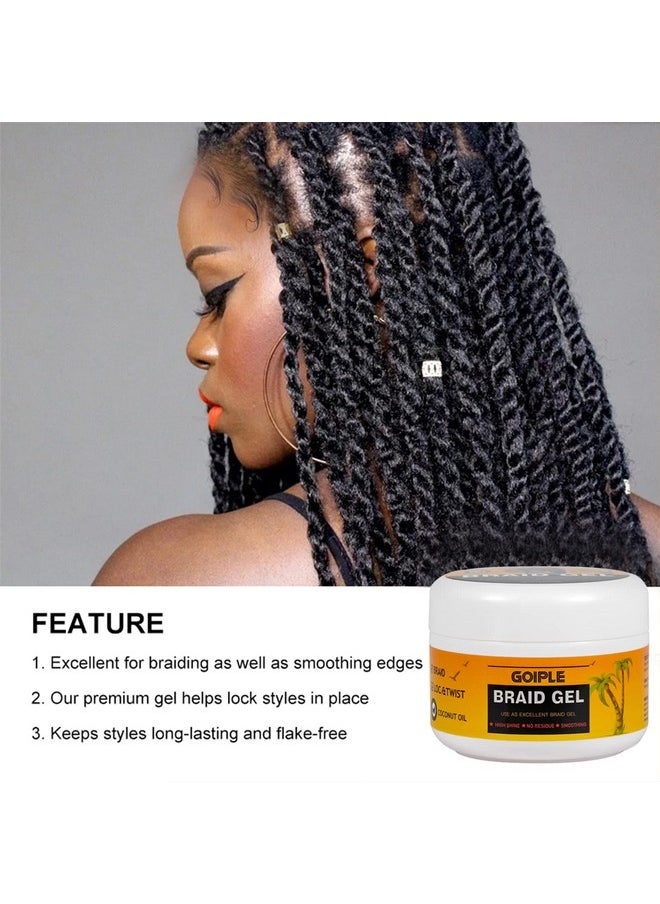 8.8OZ Strong Hold Braiding Gel for Twists, Locs, Cornrows - Tames Frizz, High Shine, No Flake, Easy Edge Control