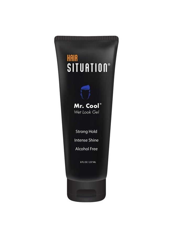 Hair Situation Mr. Cool Wet Look Hair Gel - Strong Hold, High Shine and Alcohol-Free Formula for All Hair Types, Anti Humidity, Non-Flaking Styling Formula Designed for a Confident Men 8 Fl Oz