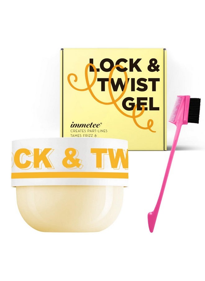 immetee Braiding Gel, Twist and Lock Gel All Day Hold, Edge Control Gel for Afro Hair, Frizz Control Hair Gel with Brush. 200g/7.05Oz (Yellow)