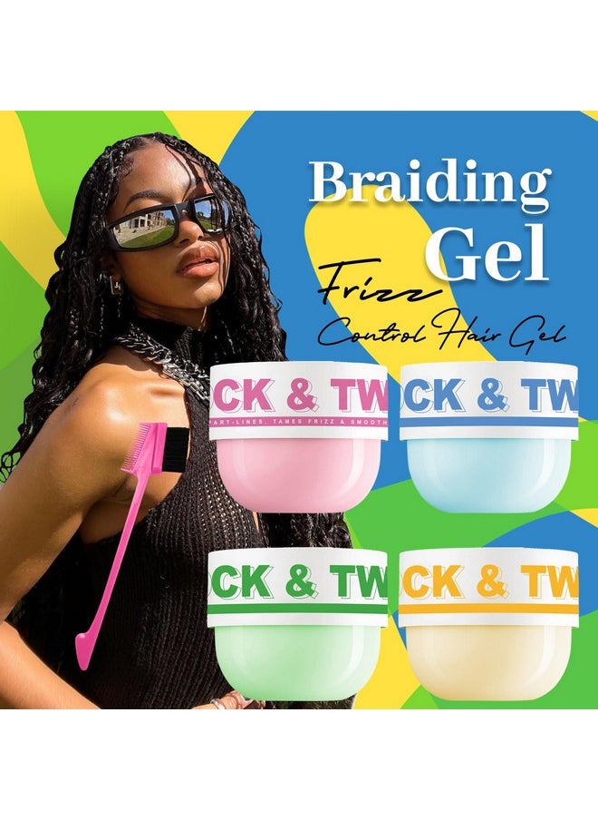 immetee Braiding Gel, Twist and Lock Gel All Day Hold, Edge Control Gel for Afro Hair, Frizz Control Hair Gel with Brush. 200g/7.05Oz (Yellow)