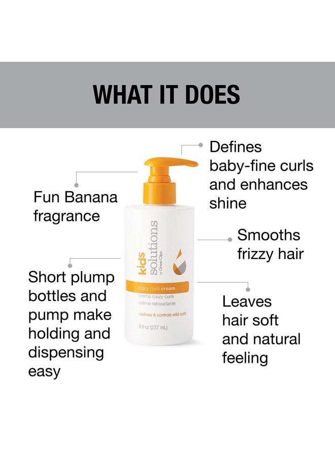 GREAT CLIPS Solutions Kid's Crazy Curls Cream, 8oz | Defines Curls & Smoothes Frizzy Hair | Recommended for Children Ages 4-10
