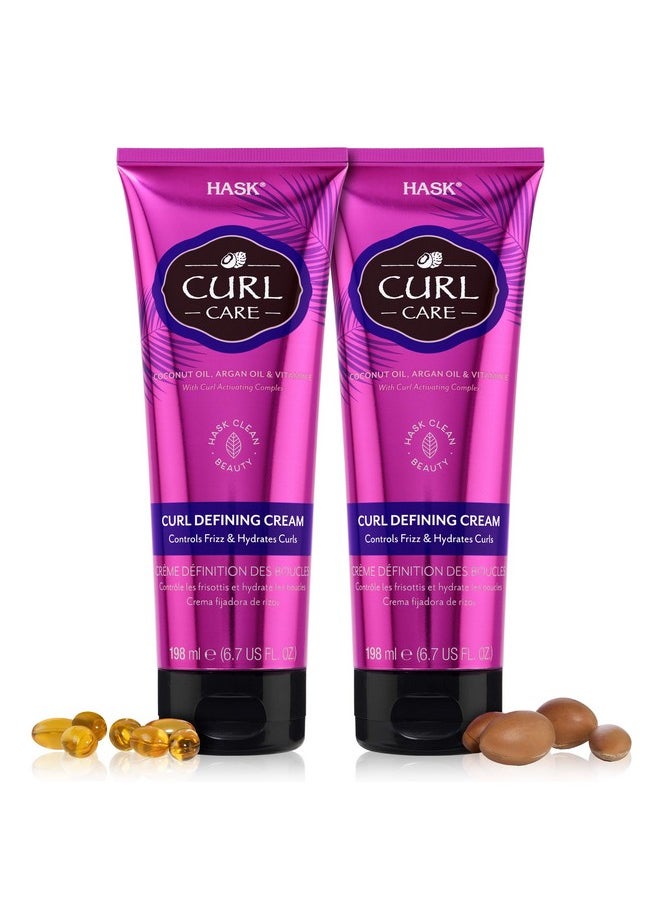 HASK Hair Cream - Curl Care Defining Cream 2 Piece Bundle, vegan, cruelty-free, color safe, free from gluten, sulfates, and parabens