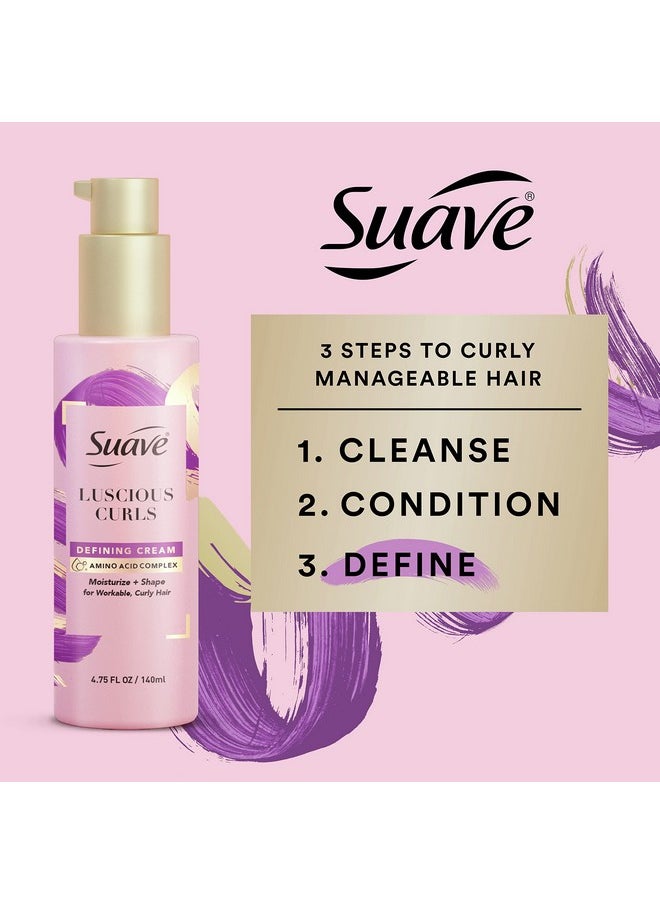 Suave Pink Luscious Curls Styling Cream Hair Cream for Luscious Curls Curl Defining Cream with Amino Acid Complex 4.75 oz