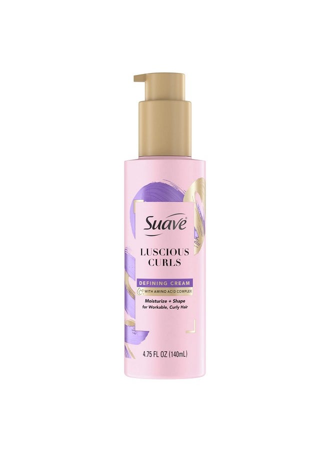 Suave Pink Luscious Curls Styling Cream Hair Cream for Luscious Curls Curl Defining Cream with Amino Acid Complex 4.75 oz