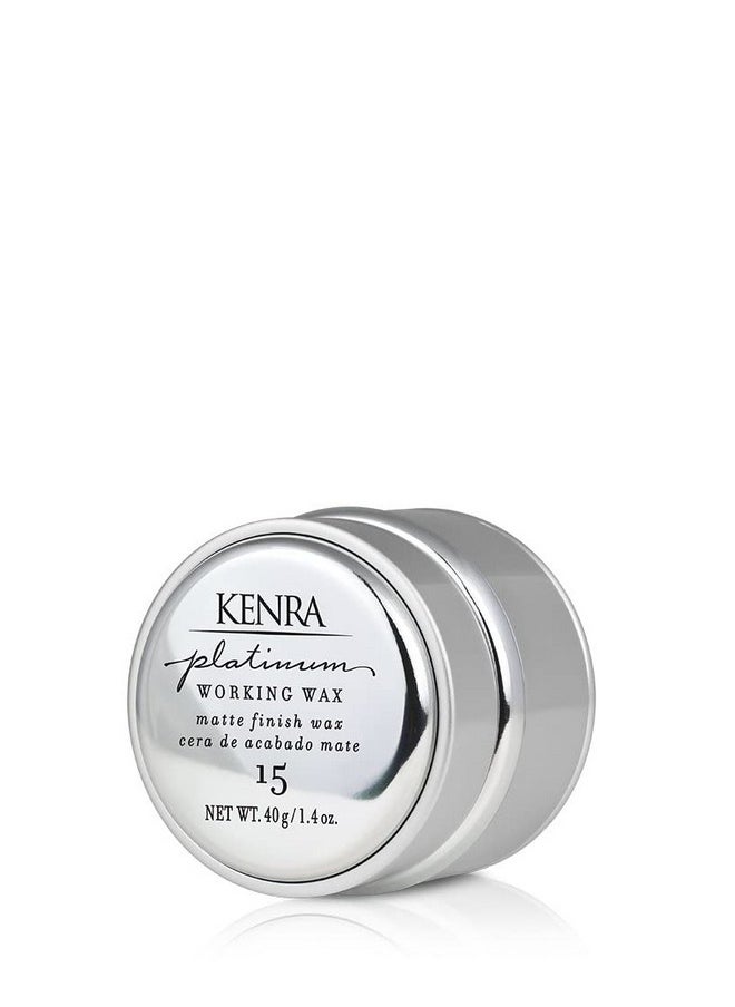 Kenra Platinum Working Wax 15 | Matte Finish Styler | Provides Medium, Flexible Hold | Non-Greasy | Crème-Based Formula To Texturize & Mold Styles | All Hair Types | 1.4 fl. Oz