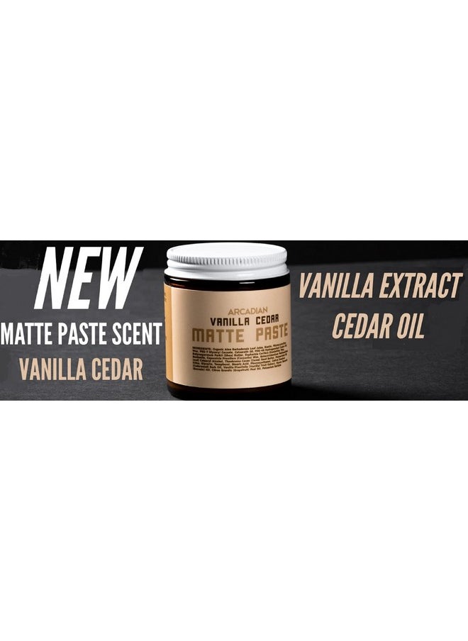 Arcadian Grooming Vanilla Cedar Mens Hair Matte Paste Vegan 4 oz