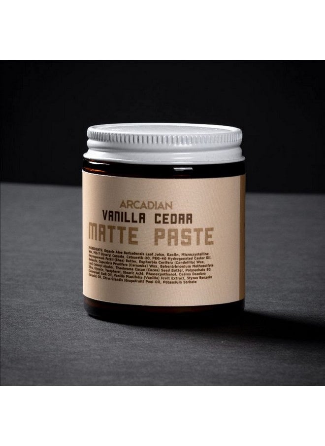 Arcadian Grooming Vanilla Cedar Mens Hair Matte Paste Vegan 4 oz