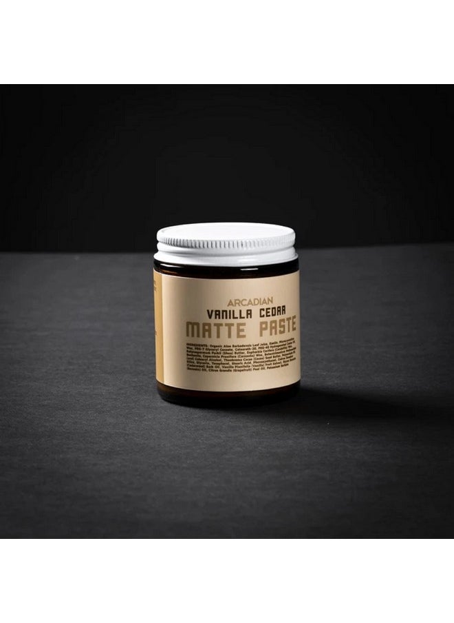Arcadian Grooming Vanilla Cedar Mens Hair Matte Paste Vegan 4 oz
