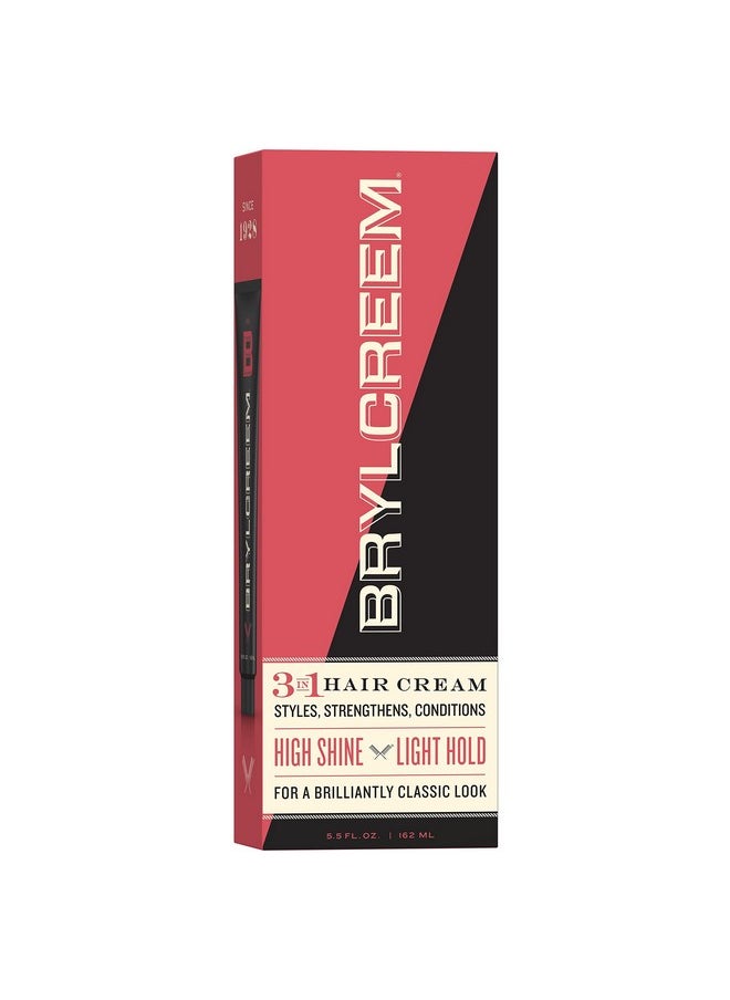Brylcreem 3-in-1 Original High Shine Men's Hair Cream for Styling, Strengthening, and Conditioning, Alcohol-Free, 5.5 Ounce