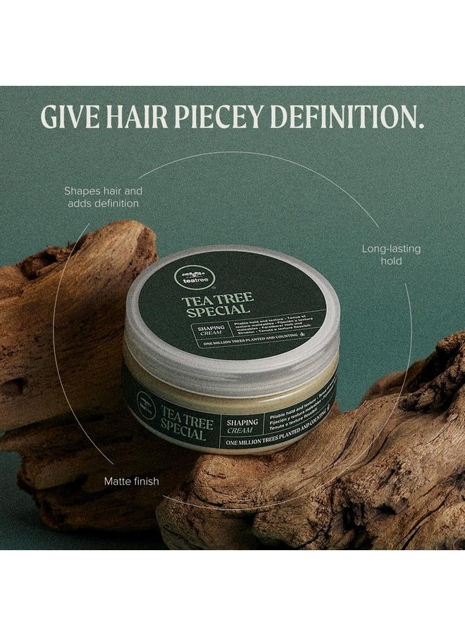 Tea Tree Shaping Cream, Hair Styling Cream, Long-Lasting Hold, Matte Finish, For All Hair Types, 3 oz