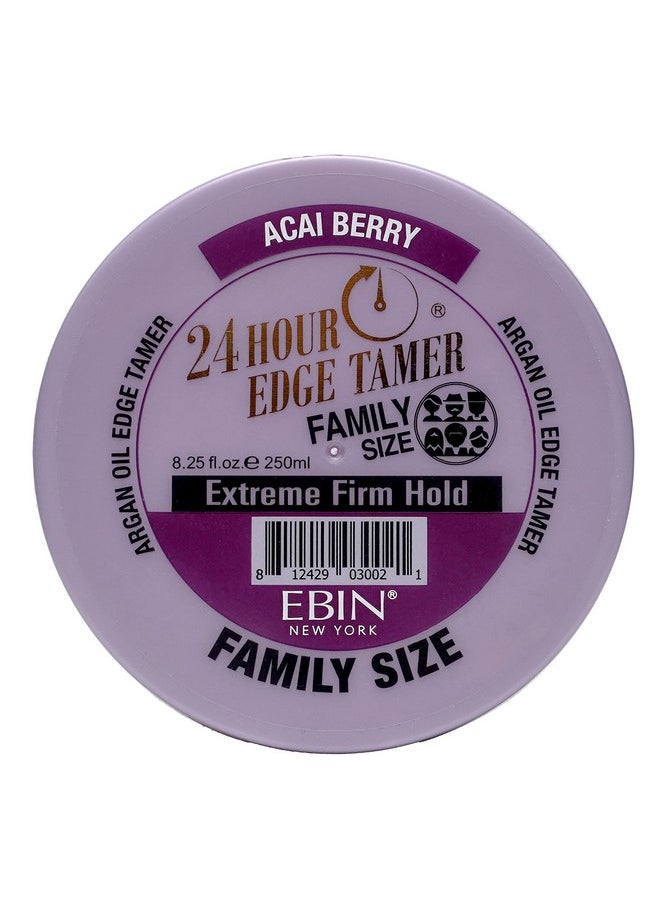 24 Hour Argan Oil Edge Tamer Refresh (8.25oz/ 250ml, Acai Berry) | Extreme Firm Hold, Smooths & Tames Frizz | No Flaking or Drying | High Shine, Long Lasting, All Hair Types, Styling Gel.