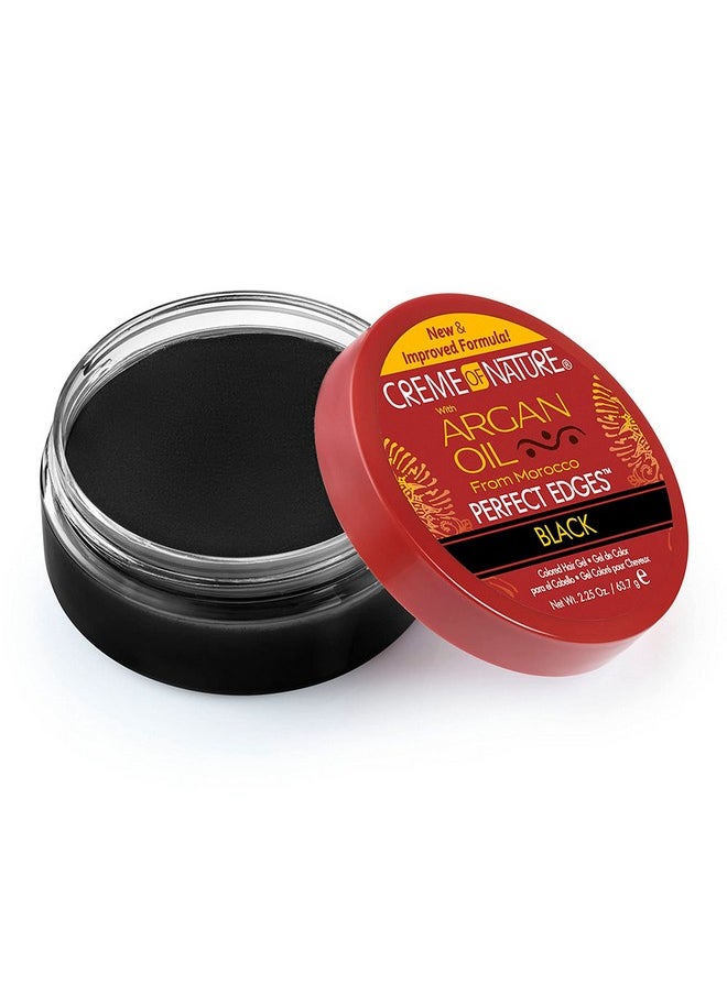 Creme of Nature with Argan Oil From Morocco Perfect Edges Hair Gel, 24 Hour Hold with Moisture and Exotic Shine, Black, 2.25 Oz (Pack of 1)