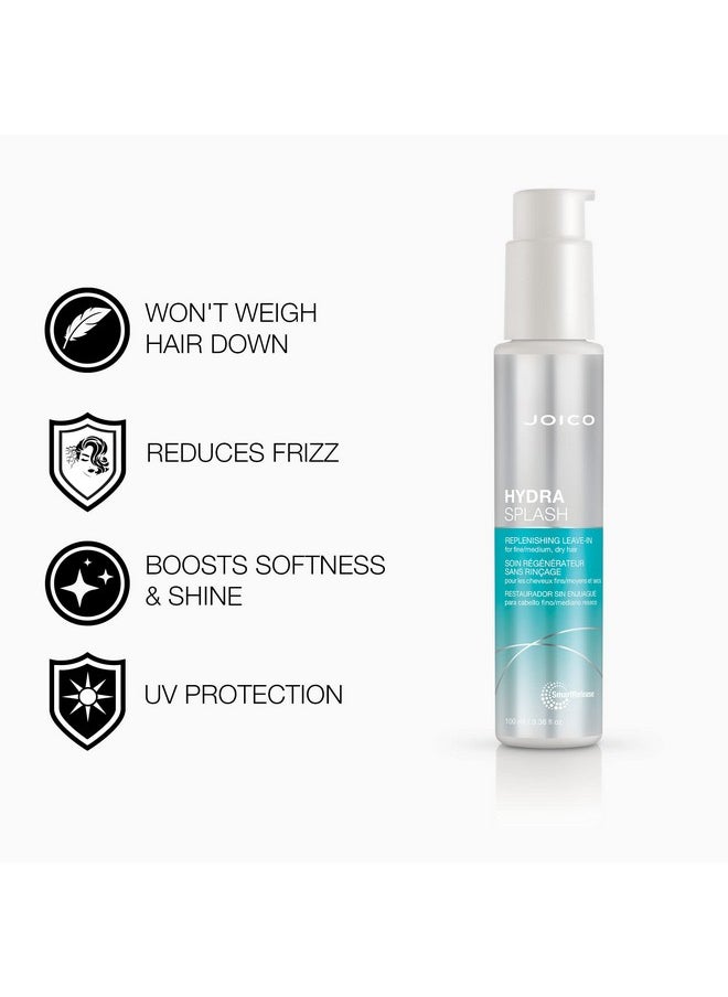 Joico HydraSplash Replenishing Leave-In | For Fine, Medium, Dry Hair | Boost Shine & Softness | Tame Frizz & Hydrate | With Sea Kelp & Coconut Water | 3.38 Fl Oz