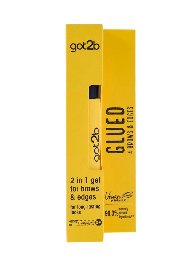 Got2B Glued for Brows & Edges 2 in 1 Wand Eyebrow Gel, 72hr Hold, No White Residue or Stickness, Vegan, Silicone Free, Alcohol Free, 16 ml