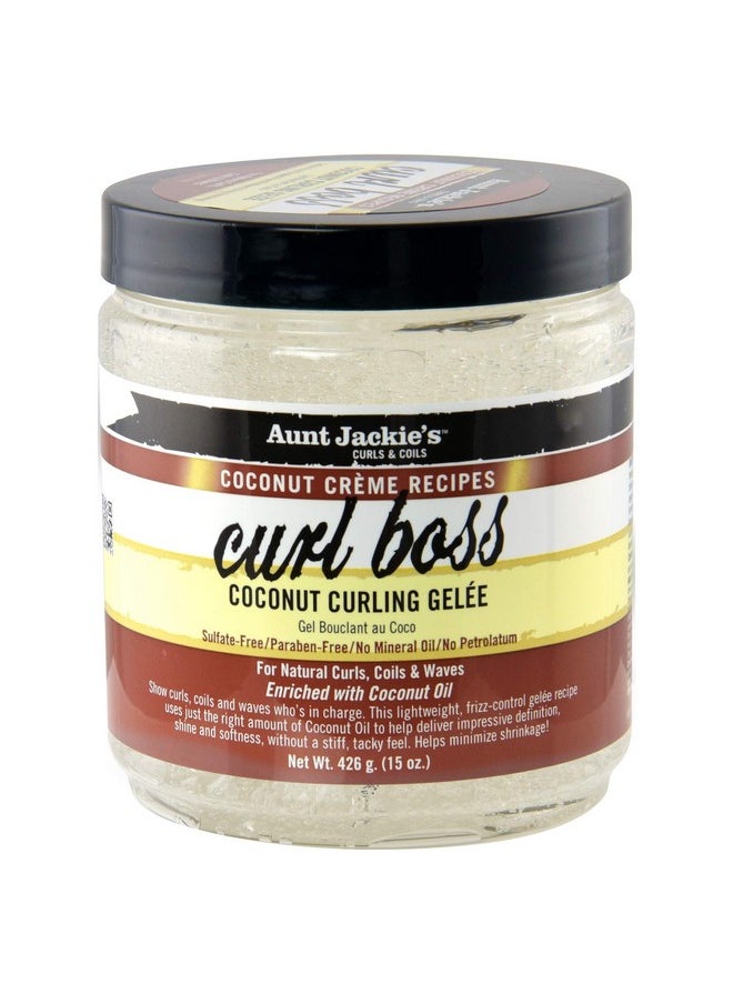 Aunt Jackie's Coconut Crème Recipes Curl Boss Coconut Curling Hair Gel for Naural Curls, Coils and Waves, 15 oz
