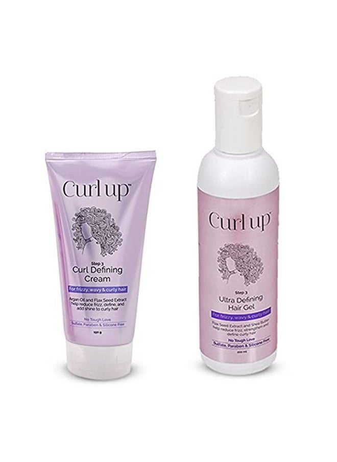Curl up Curl Styling Combo With Curl Defining Cream & Ultra Defining Gel - For Dry Frizzy, Wavy & Curly Hair - Sulphate, Paraben & Silicone Free, Pack of 1