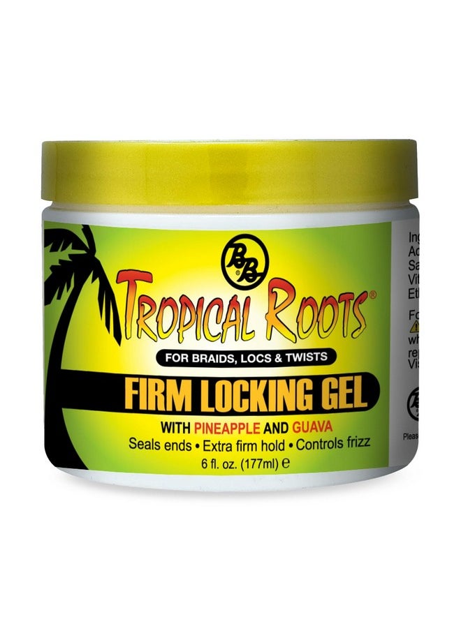 Bronner Bros Tropical Roots Firm Locking Gel - Loc & Twist Gel Ideal for Braids, Twists & Locs with Pineapple & Guava Extracts, Vitamins B5 & B12 - Strong Hold, Non-Flaking, Moisture & Shine - 6oz