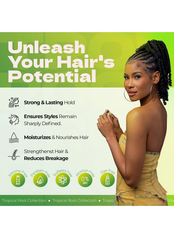 Bronner Bros Tropical Roots Firm Locking Gel - Loc & Twist Gel Ideal for Braids, Twists & Locs with Pineapple & Guava Extracts, Vitamins B5 & B12 - Strong Hold, Non-Flaking, Moisture & Shine - 6oz