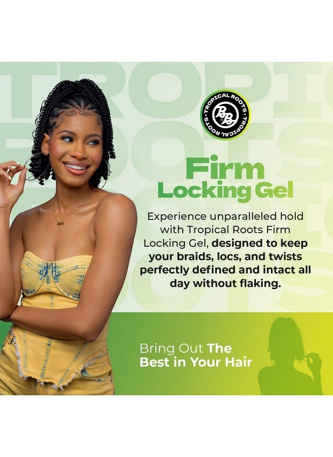 Bronner Bros Tropical Roots Firm Locking Gel - Loc & Twist Gel Ideal for Braids, Twists & Locs with Pineapple & Guava Extracts, Vitamins B5 & B12 - Strong Hold, Non-Flaking, Moisture & Shine - 6oz
