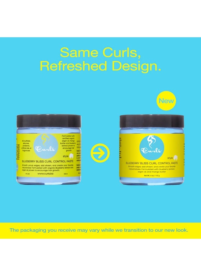 Curls Blueberry Bliss Control Paste - 4 fl oz, For Wavy, Curly, and Coily Hair Types, Smoothes Out and Slicks Down Edges, Tames Frizz & Adds Sheen