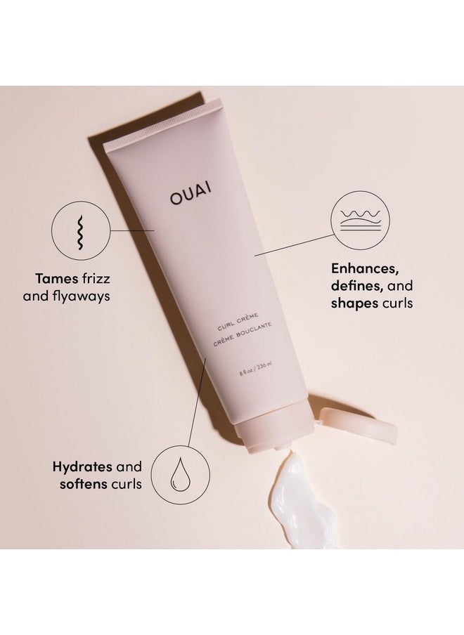 OUAI Curl Cream - Curl Defining Cream for Hydrated, Shiny Curls - Babassu and Coconut Oil, Linseed and Chia Seed Oil - Paraben, Phthalate, Sulfate and Silicone Free Curly Hair Products (8 Fl Oz)