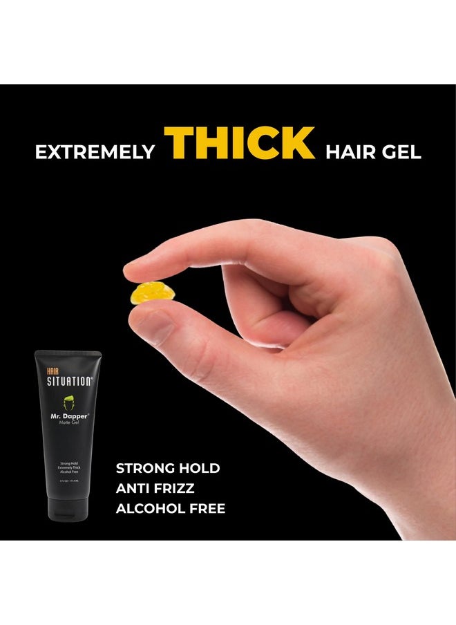 Hair Situation Mr. Dapper Matte Look - Extra Strong Firm Hold Hair Gel for Men, Made for All Hair Types, Anti-Humidity Shield, Anti-Frizz and Fly Away, Alcohol-Free, No Flake Formula 6 Fl Oz