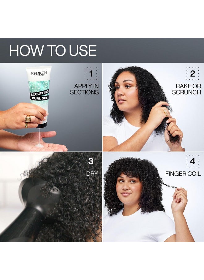 REDKEN Sculpting Curl Gel | 72-Hour Strong Hold | Crunch-Free & Flake-Free | Helps Tame Frizz | Squalane & Jojoba Oil | Silicone-Free | For Curly Hair