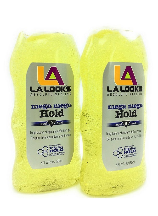 La Looks Gel #9 Mega Mega 20 Ounce (Yellow) (591ml) (2 Pack)