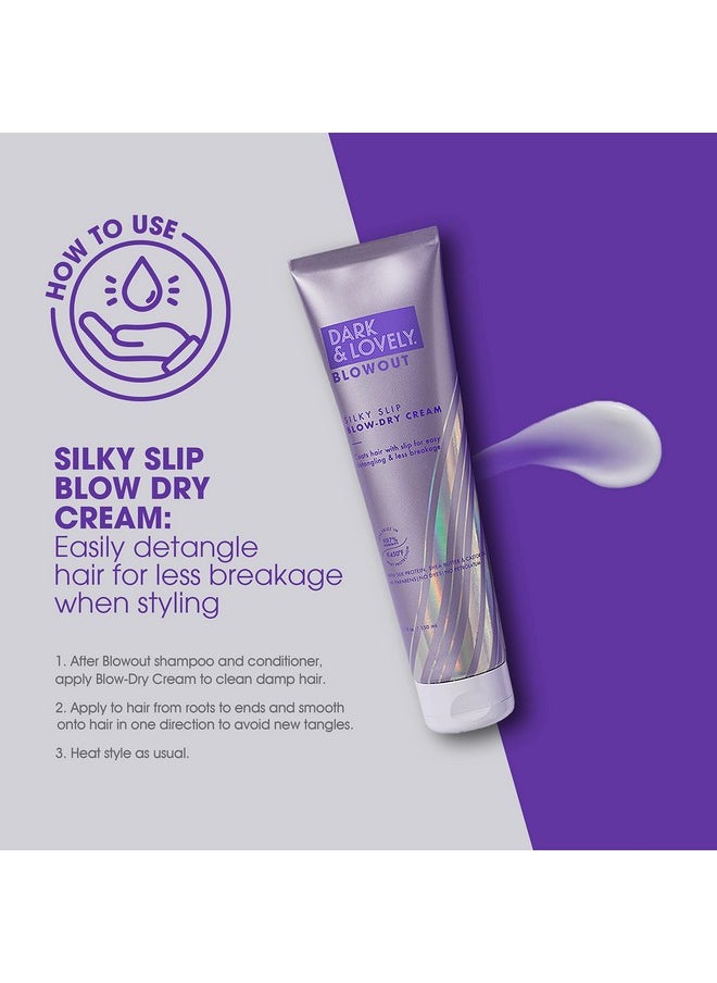 SoftSheen-Carson Interbeauty Dark&Lovely® Heat Protectant&Hair Detangler Moisturizing Blowout Silky Slip Blow Dry Cream with Silk Protein,Shea Butter&Castor Oil for All Curl Types Blow Dry Cream 5oz
