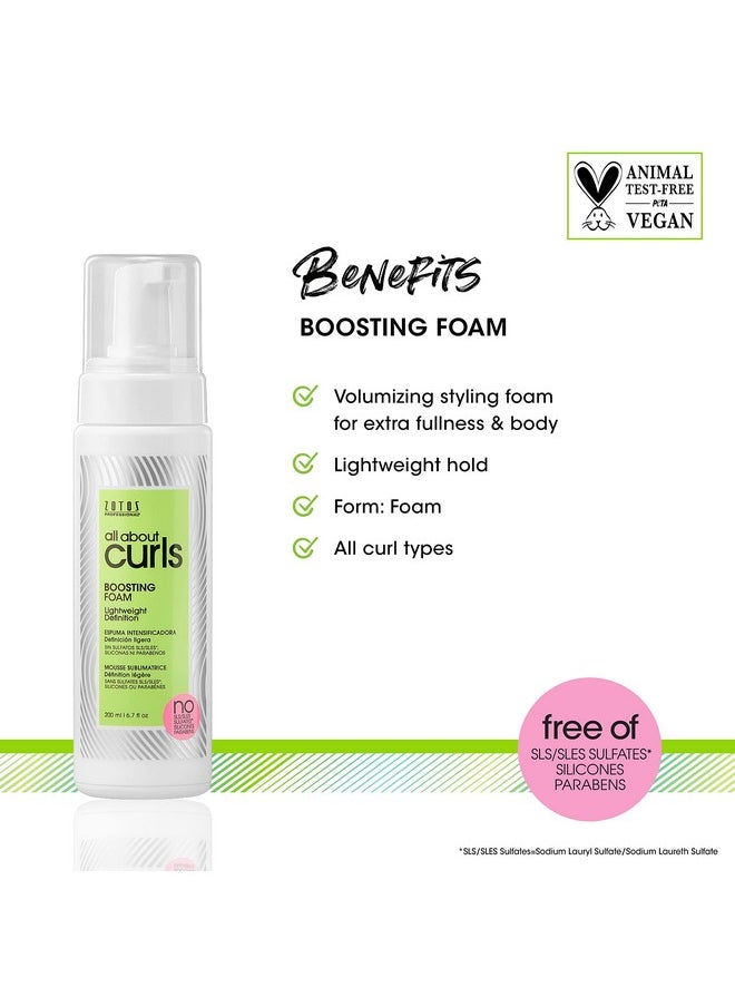All About Curls Boosting Foam | Lightweight Definition Hold | Curly Hair Products | Volumizing Extra Fullness & Body | All Curly Hair Types | Vegan & Cruelty Free | Sulfate Free | 6.7 Fl Oz